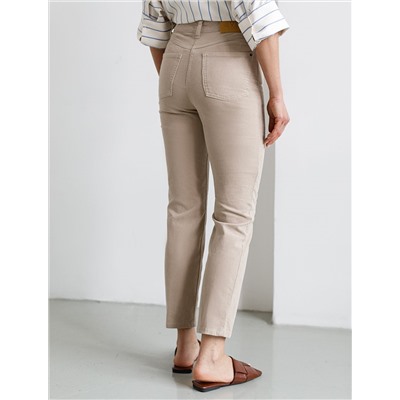 Укороченные эластичные брюки слим из микро вельвета