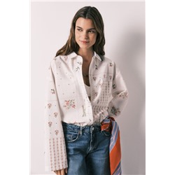 Camisa manga larga popelín estampado floral