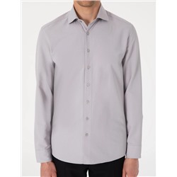 Gri Slim Fit Uzun Kollu Armürlü Gömlek