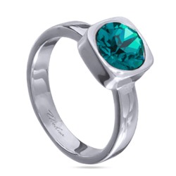 Кольцо Теннис (кристаллы SW изумрудные 8мм; покрытие родий), Есть комплект