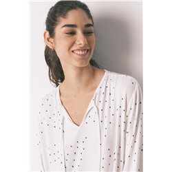 Camisón midi blanco estampado pájaros
