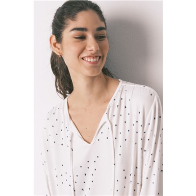 Camisón midi blanco estampado pájaros