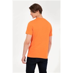 Erkek Turuncu Bisiklet Yaka Tişört