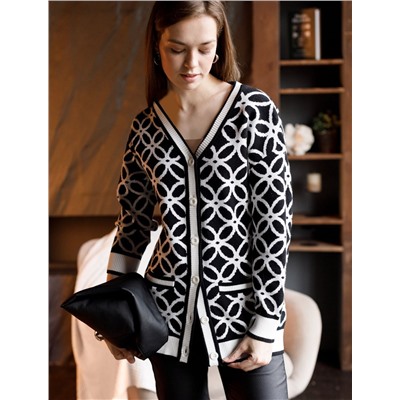 Кардиган жаккардовой вязки с кашемиром
