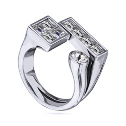 Кольцо Квадро (кристаллы SW белые; покрытие родий), Есть комплект