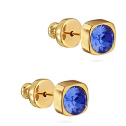 Пусеты Теннис (кристаллы SW сапфир 4мм; покрытие золото), Есть комплект