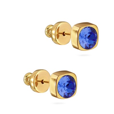 Пусеты Теннис (кристаллы SW сапфир 4мм; покрытие золото), Есть комплект