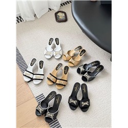 Женские шлепки / мюли на элегантном каблучке 7 цветов ШАНЕЛ*Ь