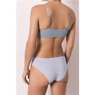 Braga clásica algodón azul estampado rayas