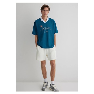 Mavi Milan Baskılı Forma Tişört Loose Fit / Bol Rahat Kesim 0612711-70890