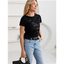 Нарядная футболка с принтом из премиального хлопка с эластаном