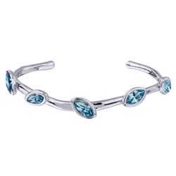 Браслет Эйва (кристаллы SW аквамарин; покрытие родий), Есть комплект