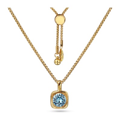 Кулон Теннис (кристаллы SW аквамарин 8мм; покрытие золото) 70см, Есть комплект