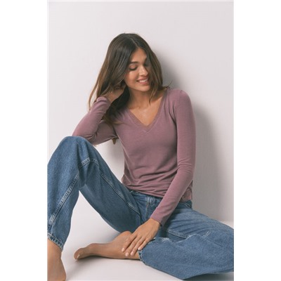 Camiseta punto súper suave rosa