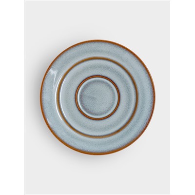 Пара чайная, 1 перс, 2 пр, 220 мл, керамика, серо-бежевая, с коричневым кантом, Mandala