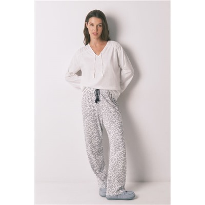 Camiseta manga larga algodón frunce blanco