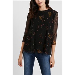 Camiseta flores mangas tul