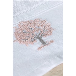Orva Nakışlı %100 Pamuk 2'li El Havlusu - Beyaz - 30x45 cm