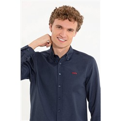 Erkek Lacivert Uzun Kollu Basic Gömlek