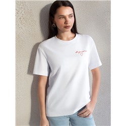 Свободная футболка с принтом из премиального хлопка с эластаном