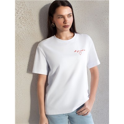 Свободная футболка с принтом из премиального хлопка с эластаном