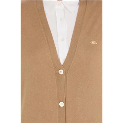 Kadın Camel Melanj Basic Triko Hırka