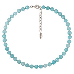 Колье Селена (агат 8мм небесный; покрытие родий) 40-45см
