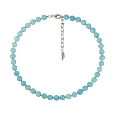 Колье Селена (агат 8мм небесный; покрытие родий) 40-45см