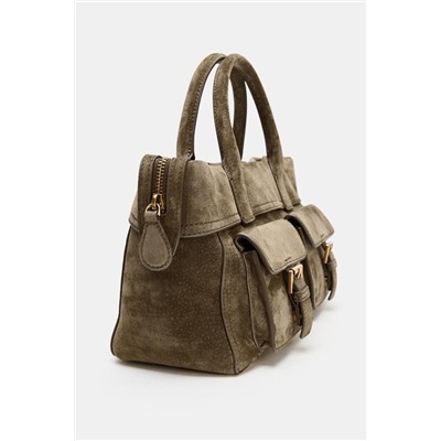 LEATHER HANDBAG WITH POCKETS