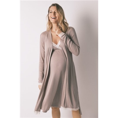 Bata "maternity" cinturón gris