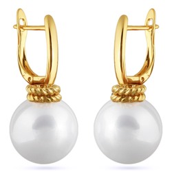 Серьги (Майорка 16мм белая; покрытие золото), Есть комплект