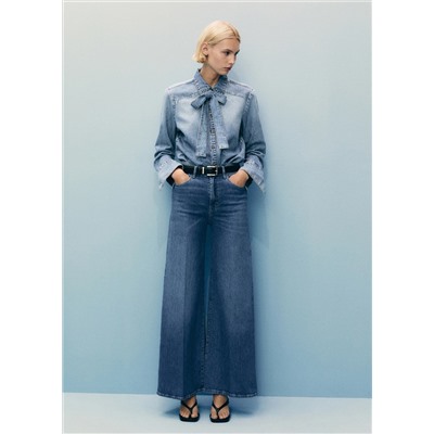 Jeans wideleg tiro alto