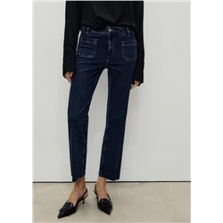 Jeans flare crop bolsillos