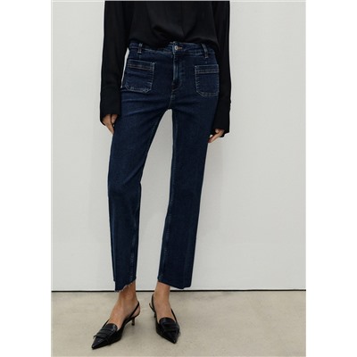 Jeans flare crop bolsillos