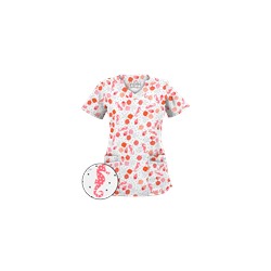 UA Day At The Beach Black Scallop Neck Print Scrub Top