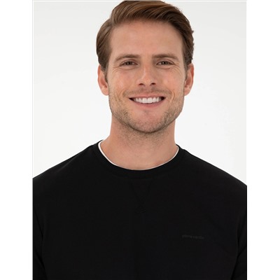 Siyah Regular Fit Bisiklet Yaka Basic Sweatshirt