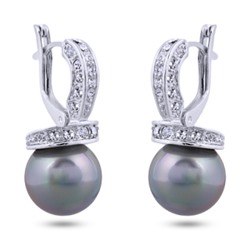 Серьги (Майорка 12мм серо-голубая; покрытие родий)