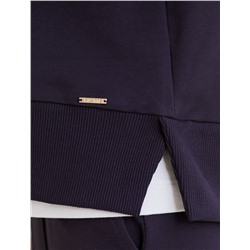 Свободный свитшот с принтом и разрезами из эластичного футера двухнитки без начеса