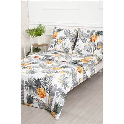 Постельное белье С листьями ананасы полисатин, наволочки 70х70см