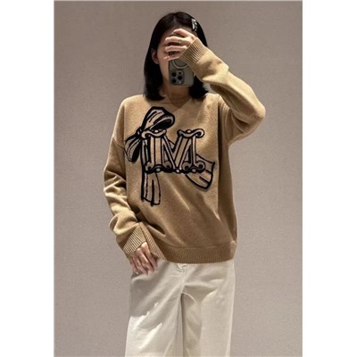 Женский  мягкий жаккардовый свитер с флокированным узором  МАКС МАР*А