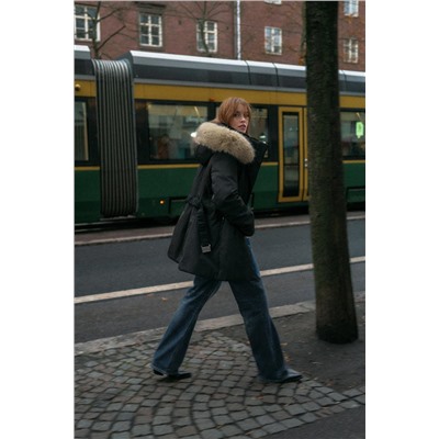 QUILTED ANORAK WITH FAUX FUR HOOD, WATER AND WIND PROTECTION