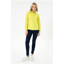 Kadın Neon Sarı Uzun Kollu Basic Gömlek