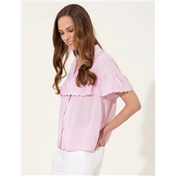 Lila Crop Top Kısa Kollu Gömlek