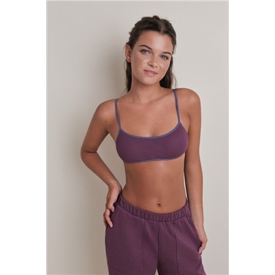 Sujetador top algodón copas extraíbles burgundy