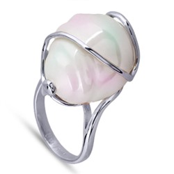 Кольцо (Майорка 18мм барочная белая; покрытие родий), Есть комплект