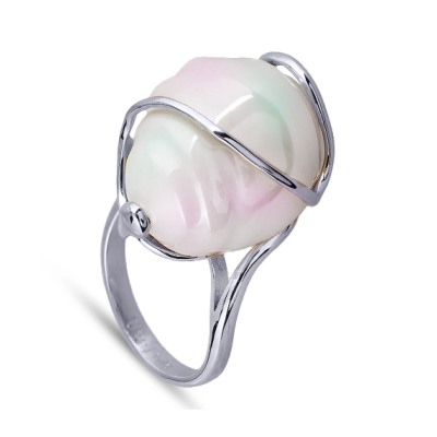 Кольцо (Майорка 18мм барочная белая; покрытие родий), Есть комплект