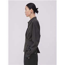 Асимметричная рубашка на запАхе с длинными рукавами и регулируемой талией на кнопках