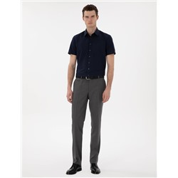 Lacivert Basic Regular Fit Kısa Kollu Cepli Gömlek