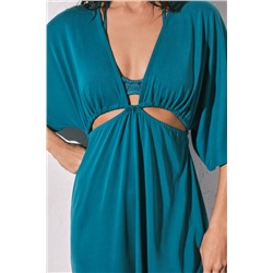 Vestido corto punto azul cut-out