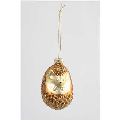 Игрушка елочная, 6x9 см, стекло, коричневый, Ежик, New year